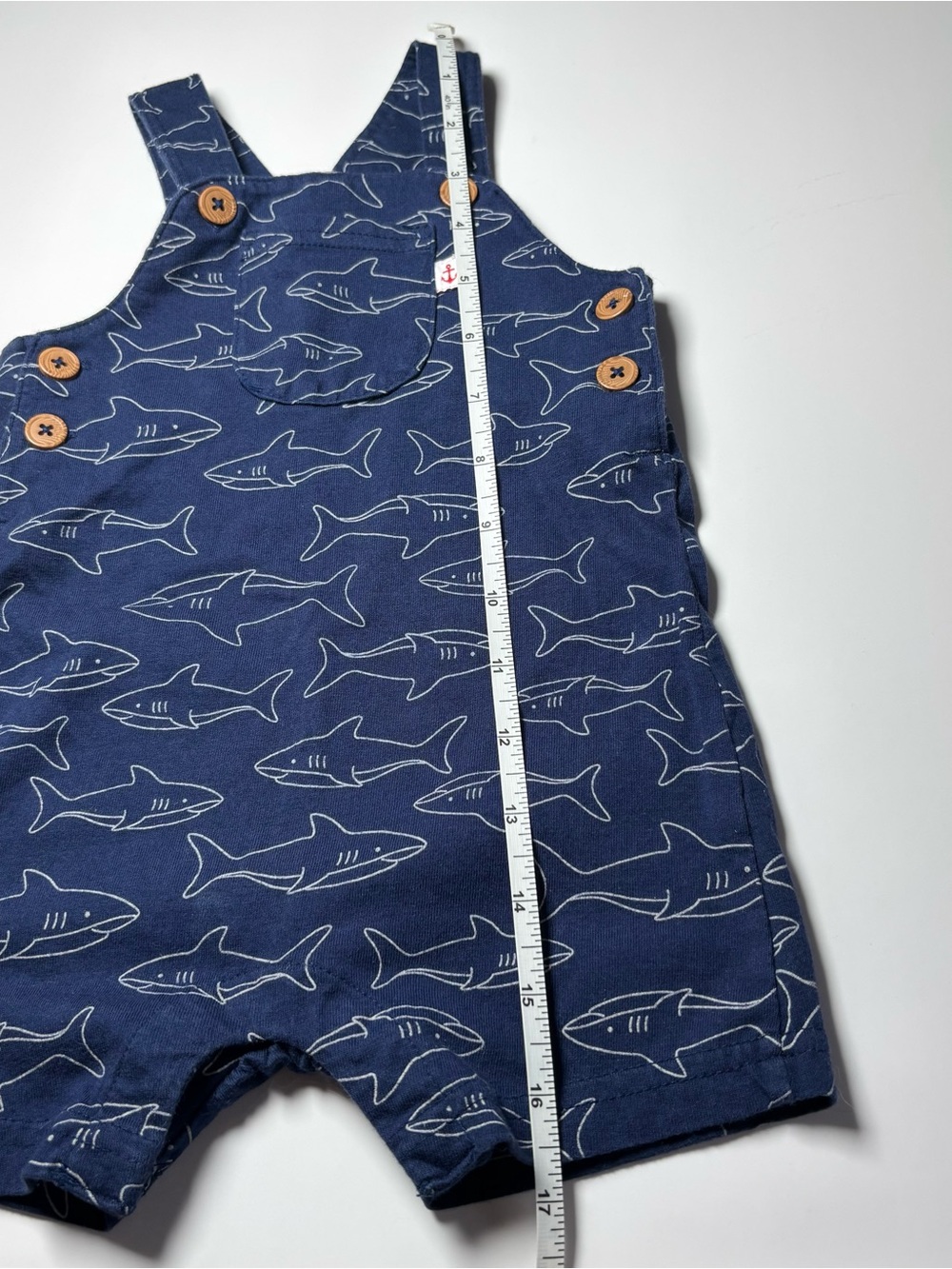 Child of Mine Baby Boys Navy Shark Shortall Overalls 12M Summer - Picture 7 of 7